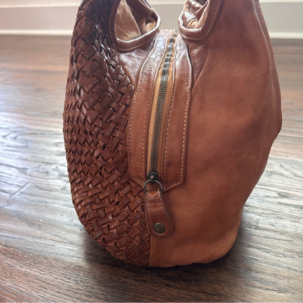 Sundance Hobo Shoulder Bag Brown Woven Leather Bohemian Boho Ital - Picture 6 of 16